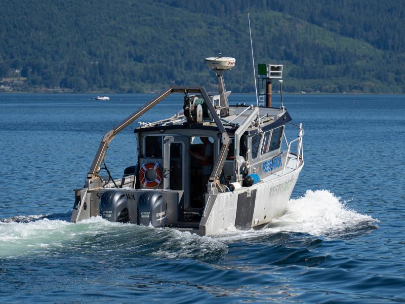 Triton conducting field research in Sequim Bay. 