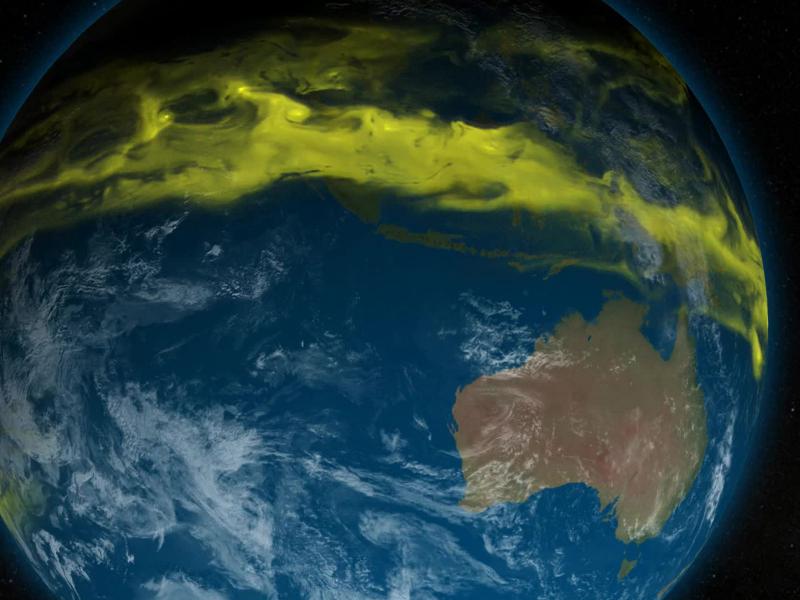 Ozone-depleting chemicals moving from the equator to the poles. 