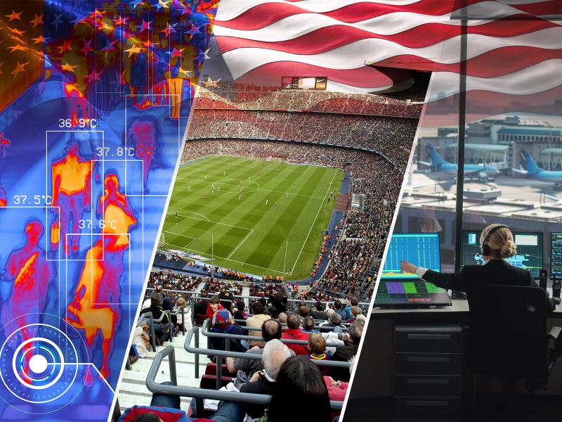 Composition of airport and venue security images