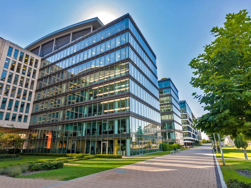 Picture of a building with greenery around it
