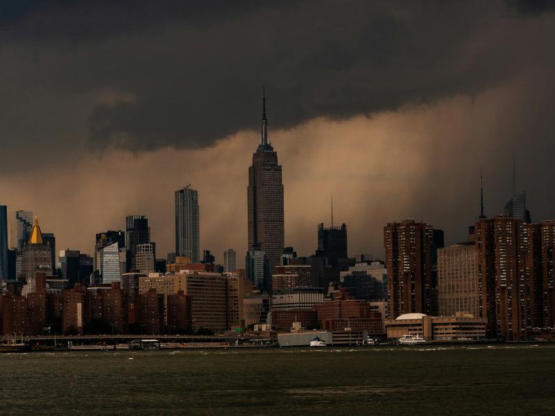Rain over a city